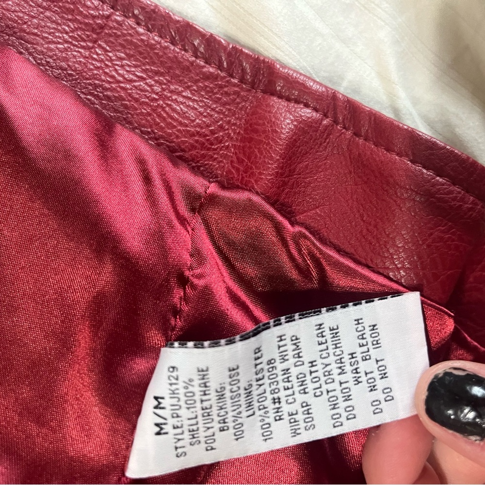 Ci Sono Bold Red Leather Jacket for Women - Picture 6 of 6